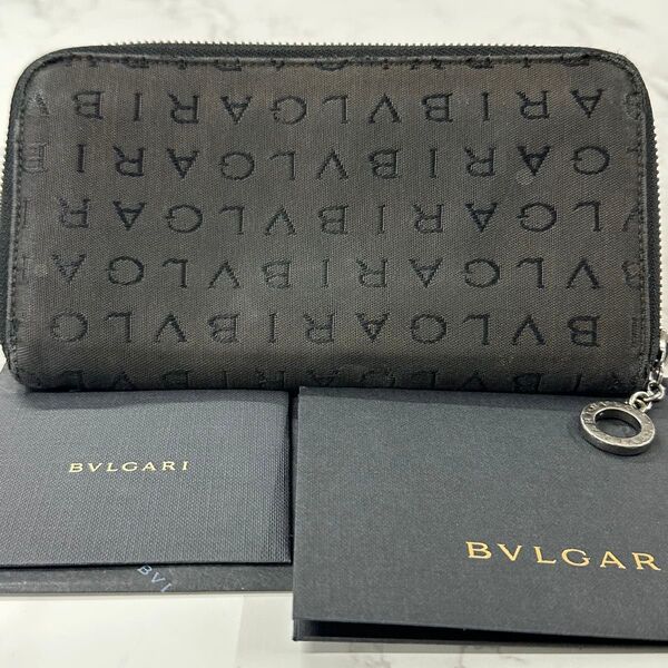 超良品! ブルガリ BVLGARI 財布 長財布 ロゴマニア ラウンドファスナー