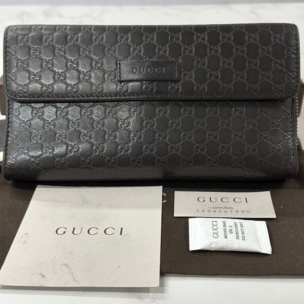 新品同様! グッチ GUCCI 財布 長財布 マイクロGG ラウンドファスナー