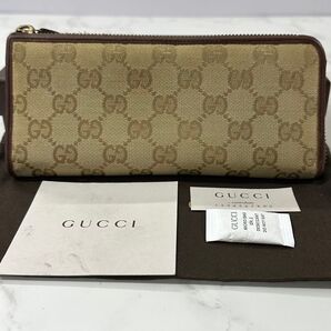 新品同様! グッチ GUCCI 財布 長財布 GGキャンバス L字ファスナー