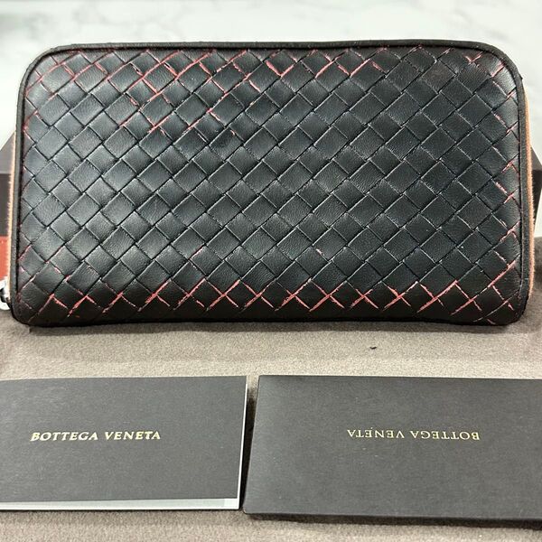超良品! ボッテガヴェネタ BOTTEGA VENETA 財布 長財布 イントレチャート ラウンドファスナー