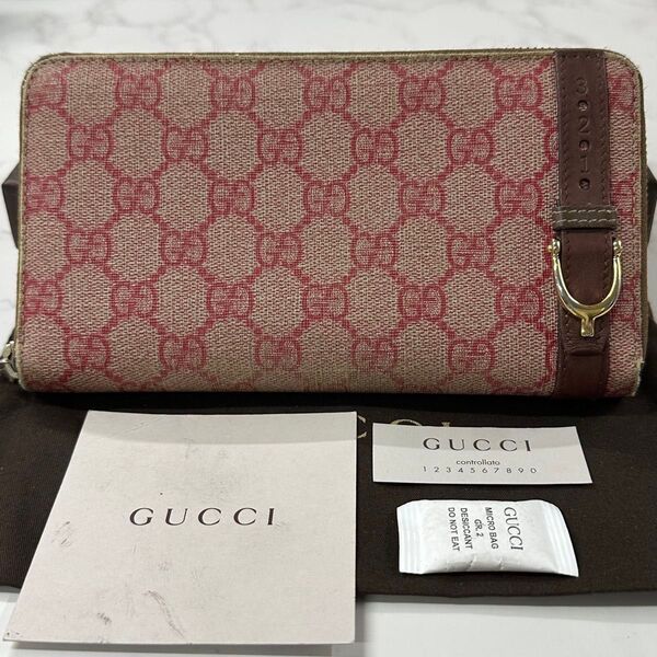 新品同様! グッチ GUCCI 財布 長財布 GGスプリーム ラウンドファスナー