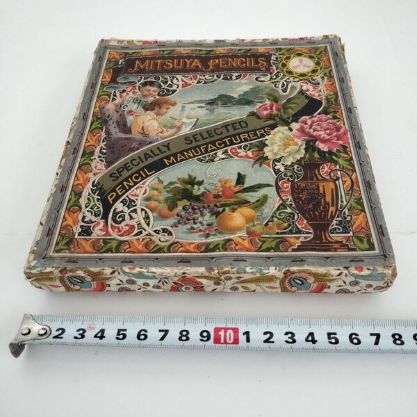 時代物 MITSUYA PENCILS 紙製化粧箱(約18×20×2.8cm)(箱のみ、中身無し)