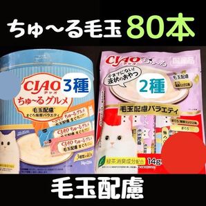 ちゅーる 毛玉配慮 5味80本 イナバ バラエティ グルメ いなば CIAO