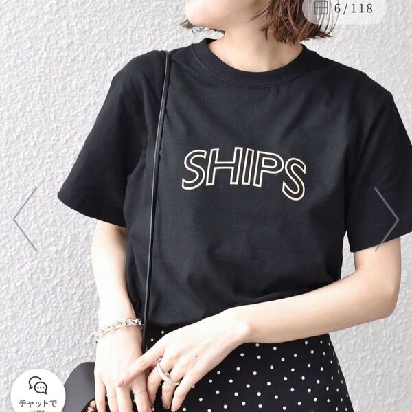 新品タグ付きSHIPS ラウンド プリント ロゴ TEE
