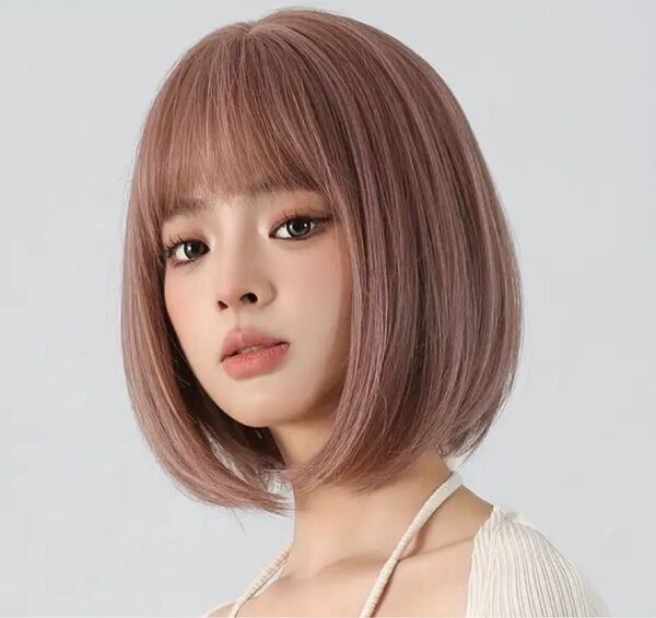 HAIRCUBE ウィッグ フル・ボブ姫カット姫髪耐熱 自然大人小顔原・日常耐熱 (ライトピンク)