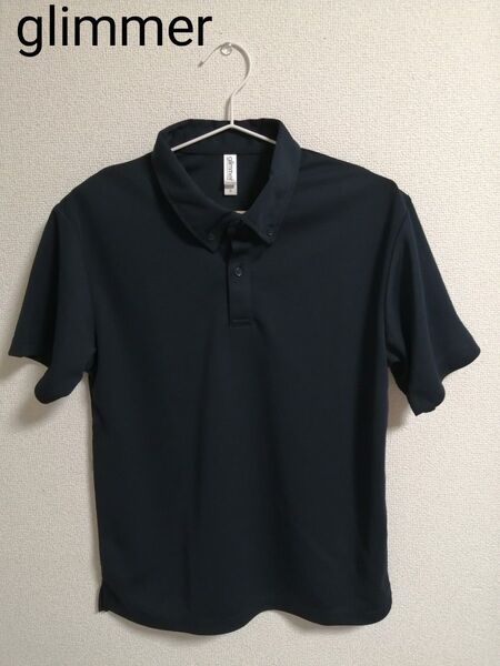新品 glimmer 半袖ポロシャツ 速乾 ネイビー S