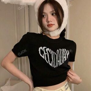 SHEIN クロップニットトップ