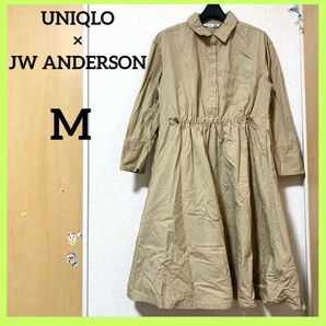 UNIQLO ユニクロ 長袖 コットンギャザーワンピース ベージュ M