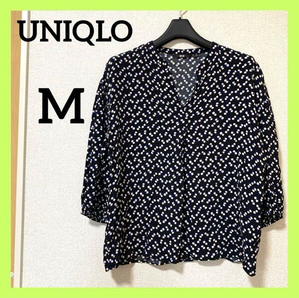 UNIQLO ユニクロ 七分袖ブラウス カットソー 薄手 春服 総柄 M