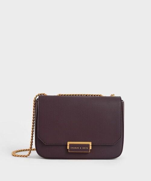 【新品未使用】charles & keith/チャールズ&キース チェーンストラップ ショルダーバッグ ブラウン