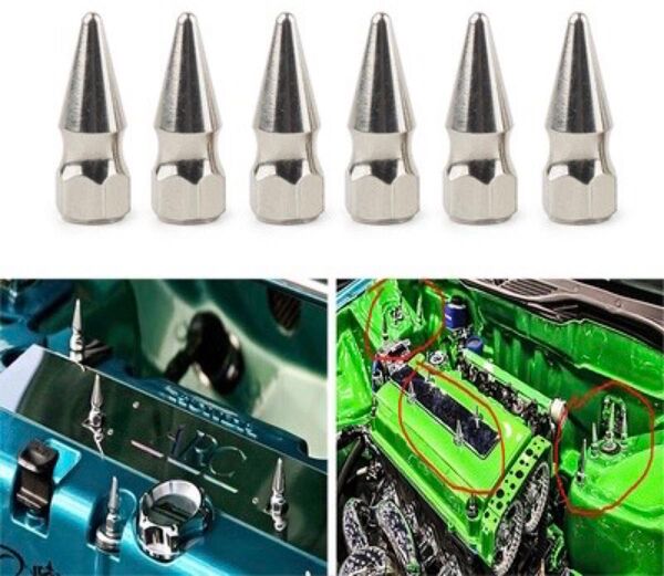 【M6 x1.0】6本セット スパイクナット スタッズ スパイクボルト アメ車 フルステンレス