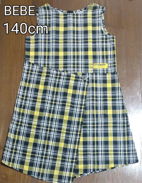 BEBE チェック柄ノースリーブワンピース 140cm
