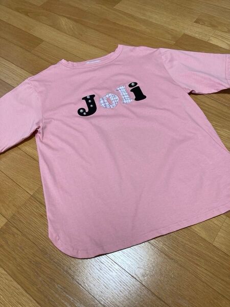 美品 キャトルメラージュ Naturalux joli ロゴTシャツ 半袖 ピンク