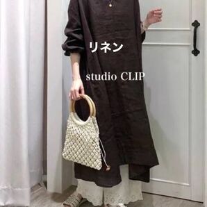 新品 studio CLIP★リネン PFスキッパーワンピース