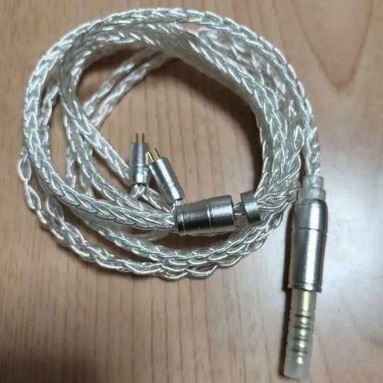 【美品】KBEAR 8芯 銀メッキイヤホンケーブル 2pin 4.4mm