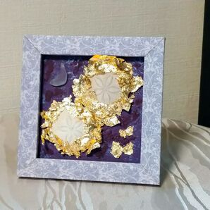 金箔と貝殻シーグラスアート ハンドメイド(関連カテゴリー変更可能)a27