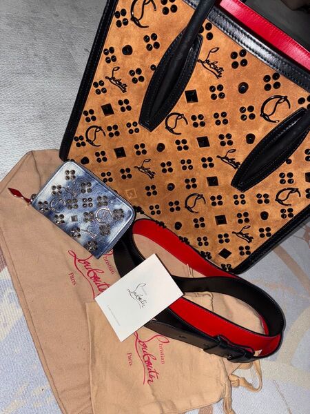Christian Louboutin スタッズ トートバッグ ショルダーバッグ 2way 2点セット 小銭入れ カードケース