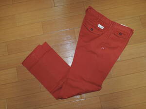 新品 ベドウィン BEDWIN ヴィンテージ加工 パンツ 1赤 コットンチノ &THE HEARTBREAKERS 10/L STRETCH TAPERED FIT PANTS "CHARLS"