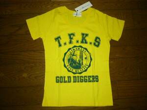 新品 GOLD 24karats Diggers カレッジ系 Tシャツ XS 黄 / ゴールドトゥエンティーフォーカラッツディガーズ