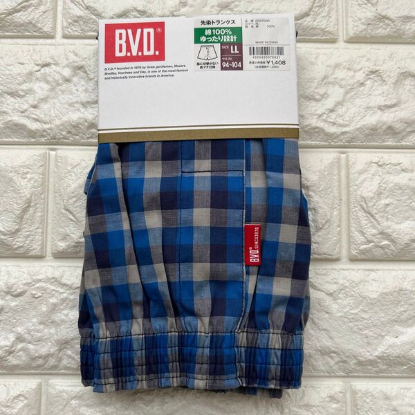 【新品】B.V.D. 高品質な先染めトランクス 綿100% ゆったり設計 LL XL 定価1408円→送料込999円 値引き不可
