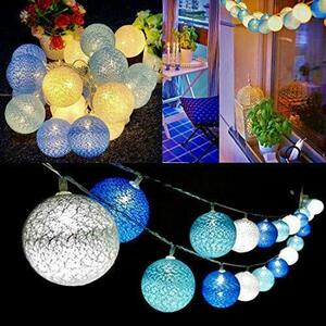 [USB power supply ] cotton ball LED light room lamp interior display blue × light blue × white 