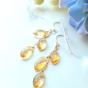 宝石質シトリン天然石ピアス
