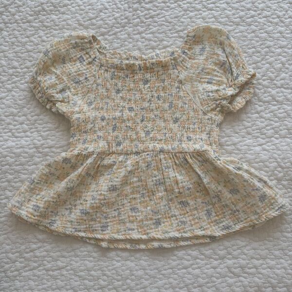 【美品】tete a tete テータテート ママコラボ 女の子 小花柄 ブラウス シャーリング キッズ ベビー 95サイズ
