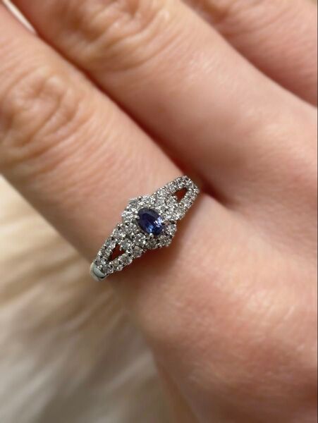pt900 アレキサンドライト 0.12ct ダイヤ 0.32ct リング