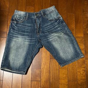 値下げ 新品 未使用 デニム ハーフパンツ メンズ 30インチ インディゴブルー ジーパン