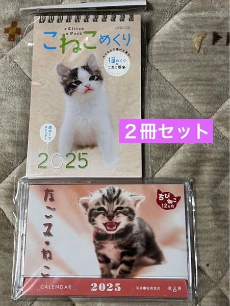 こねこめくり & なごみねこ 卓上カレンダー 2025年 2種セット