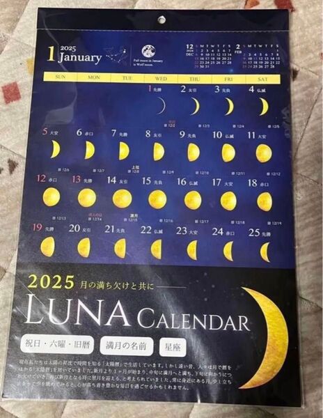LUNA ルナ 2025年 壁掛けカレンダー 月の満ち欠け