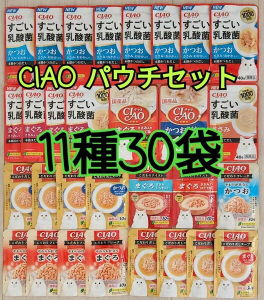 【11種30袋】CIAOチャオパウチバラエティ 国産品キャットフード
