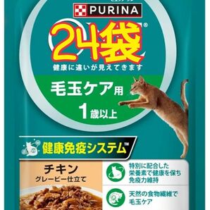 【24袋】ピュリナワン 毛玉ケア用 1歳以上チキングレービー仕立て 総合栄養食