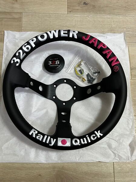 未使用【326 POWER JAPAN Rally Quick】ステアリング 32φ ディープコーン 90mm レザー