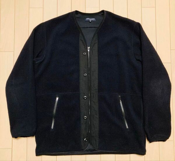COMME des GARCONS HOMMEエステルボア エステルタフタ カーディガン フリース黒 Size-m