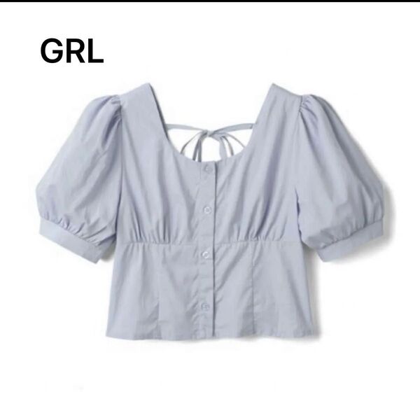 GRL パフスリーブブラウス バックリボン