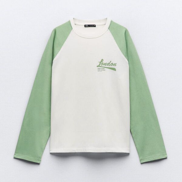 ZARA ザラ テキストウォッシュ加工Tシャツ トップス 長袖 レディース S
