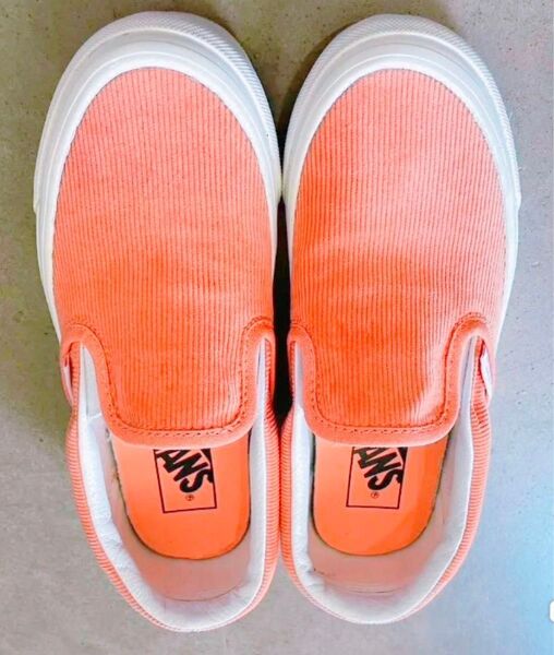 VANS コーデュロイ スリッポン オレンジ ピーチ ピンク 22センチ