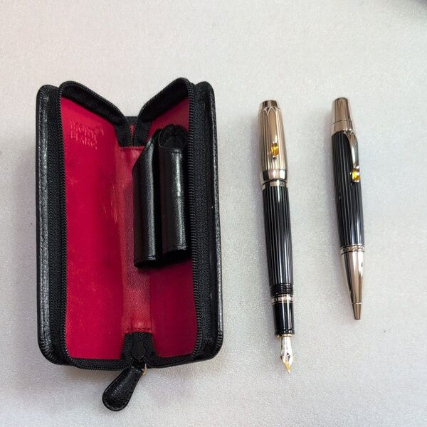 モンブラン ボエム 万年筆 ボールペン MONTBLANC ツイスト式 カラーストーン ペンケースセット 筆記確認済み