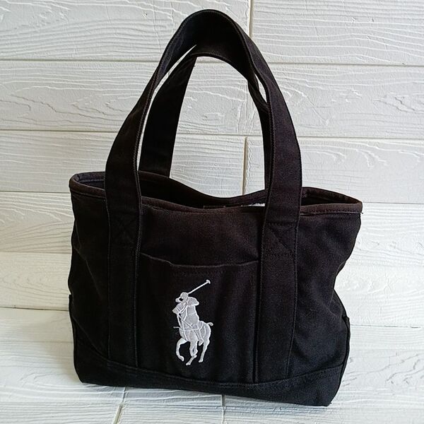 Ralph Lauren ラルフローレン 黒トートバッグ ポロ馬刺繍