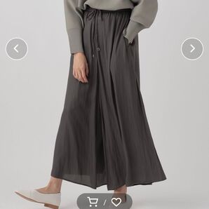 Elura エルーラ ラク艶イージーパンツ ワイドパンツ M チャコールグレー ワイドシルエットイージーパンツ スカート見え