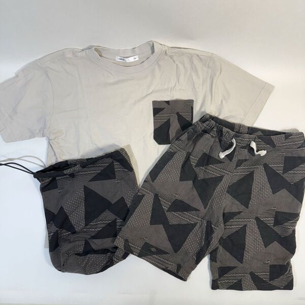 ikka 子供上下セット 半袖半ズボン 130cm 袋付き Tシャツ ハーフパンツ