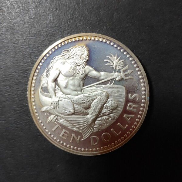 バルバドス 10ドル 銀貨 1973年 プルーフ