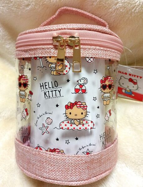 ハローキティ 日焼けキティ バニティポーチ ポーチ 小物入れ クリア バニティバッグ ピンク Sanrio