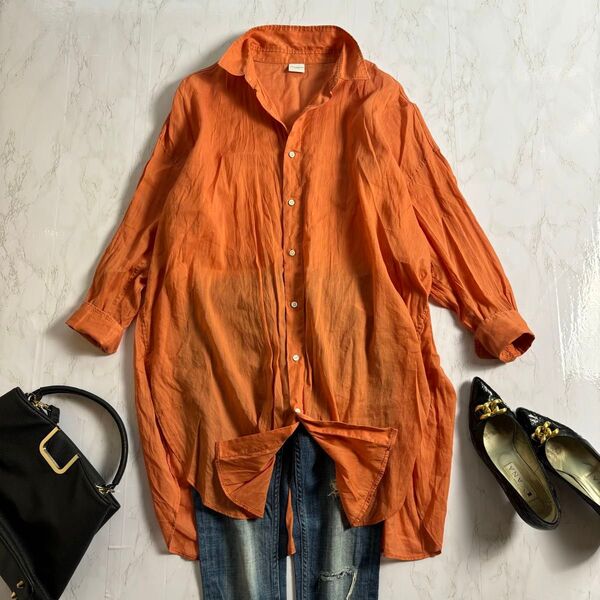【URBAN RESEARCH DOORS アーバンリサーチドアーズ】 ラミー コットン ビッグシャツ 【M】 ゆったり