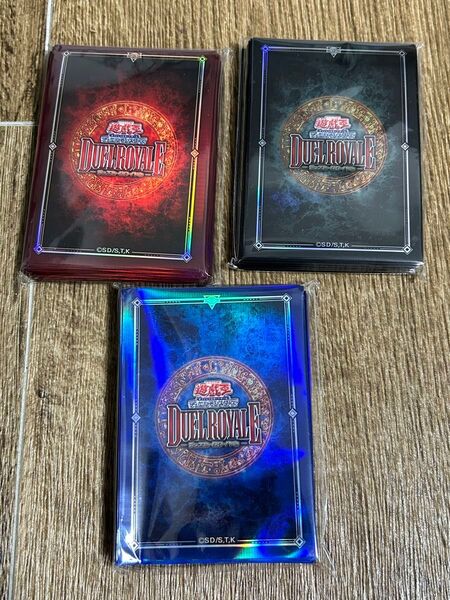 遊戯王 デュエルロワイヤル 特製スリーブ プロテクター 赤 青 黒