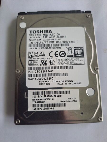 TOSHIBA MQ01ABD100 1TB HDD2.5インチ