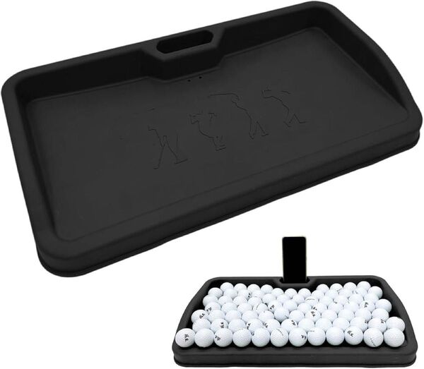 GolfStyle ゴルフボール トレイ 100球 大容量 かご 収納箱 ゴルフ練習器具 スマホホルダー 携帯 スタンド