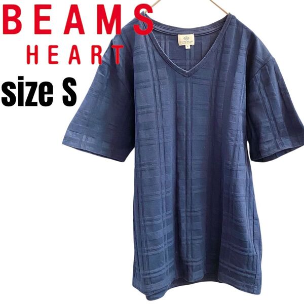 BEAMS HEART VネックTシャツ ネイビー Sサイズ