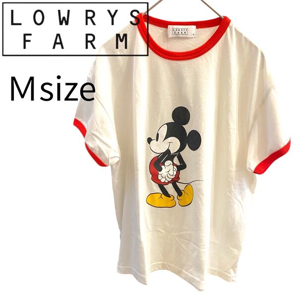 【訳あり】LOWRY'S FARM ディズニー リンガーTシャツ Mサイズ ホワイト ミッキー Disney